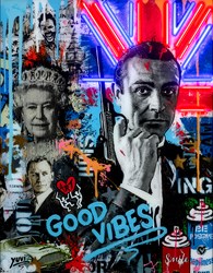Feeling the Good Vibes by Yuvi - Hand Embellished Mixed Media Edition sized 22x28 inches. Available from Whitewall Galleries