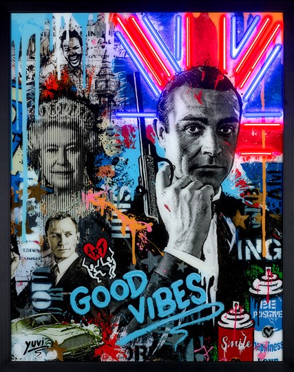 Feeling the Good Vibes by Yuvi - Framed Hand Embellished Mixed Media Edition