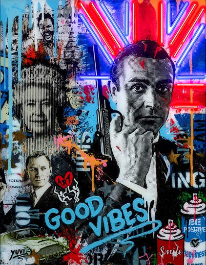 Feeling the Good Vibes by Yuvi - Hand Embellished Mixed Media Edition